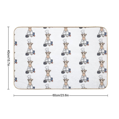 Chef Llama- Cute Cooking Animal Illustration for Foodies & Animal Lovers  Pet-Safe Bath Mat