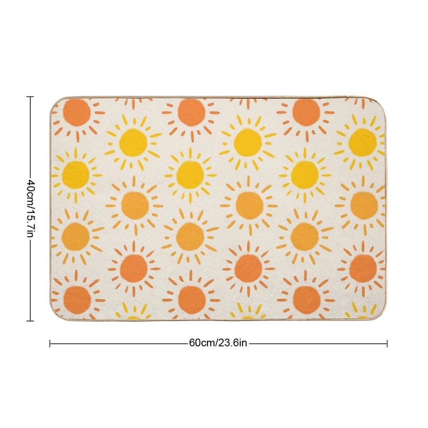 Happy Retro Sun Pattern - Yellow Orange Red Palette  Easy To Clean Bath Mat