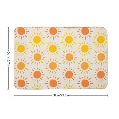 Happy Retro Sun Pattern - Yellow Orange Red Palette  Easy To Clean Bath Mat