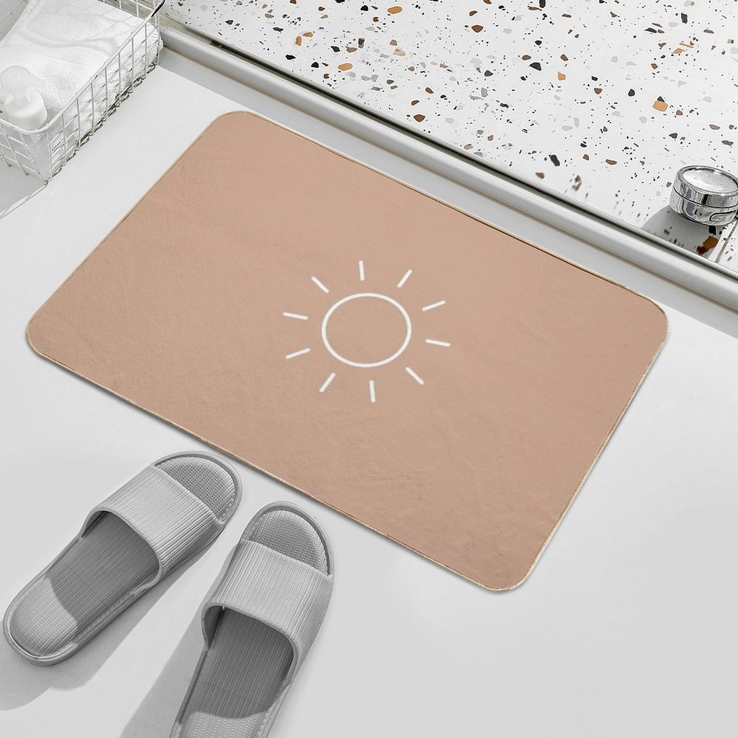 Boho Minimalist Sun  Long-Lasting Bath Mat
