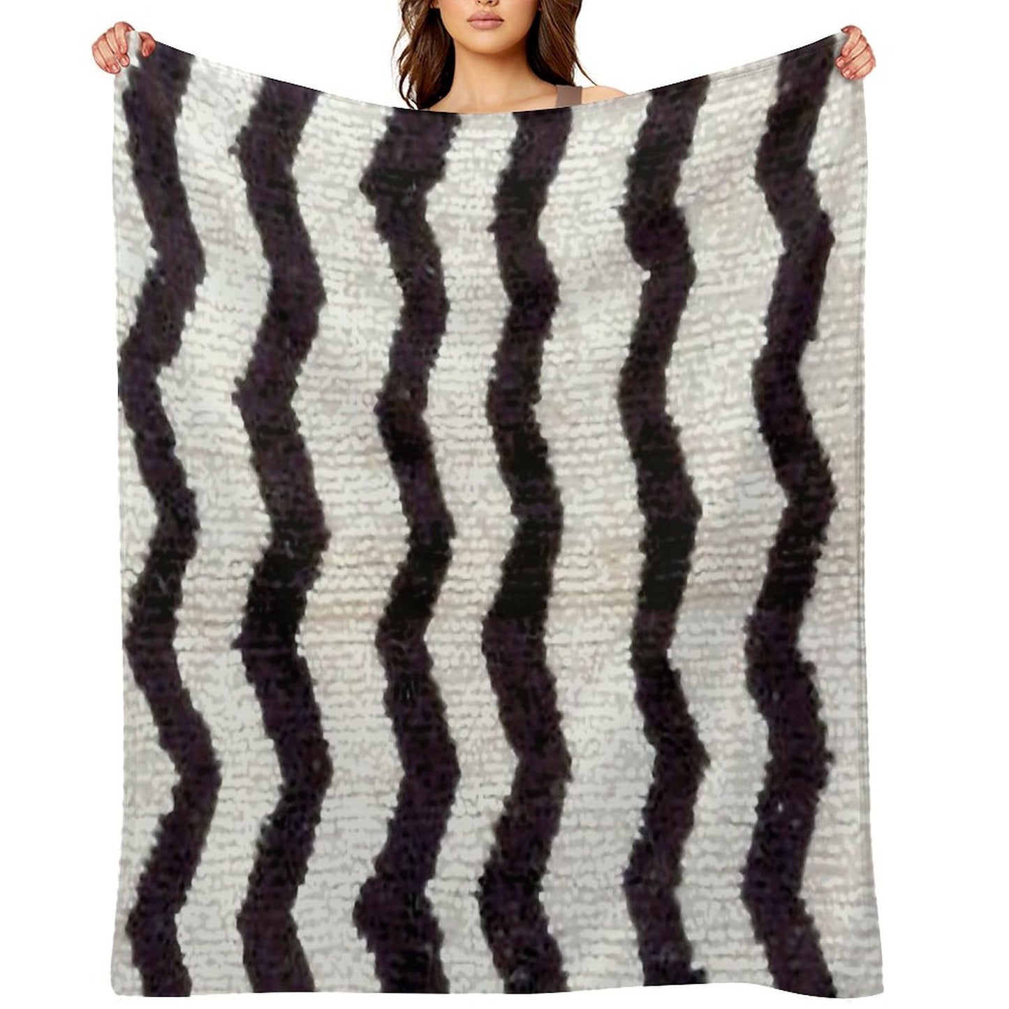 Moroccan Rug With Chevron Stripes Print Durable Throw Blanket