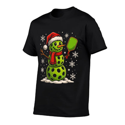 Christmas Pickleballs for Women Men Snowman Pickleball  Durable T-Shirt