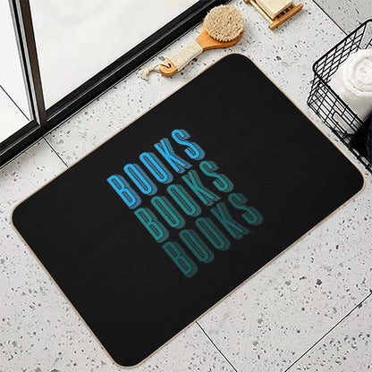 BOOKS BOOKS BOOKS in Blue  Repositionable Bath Mat