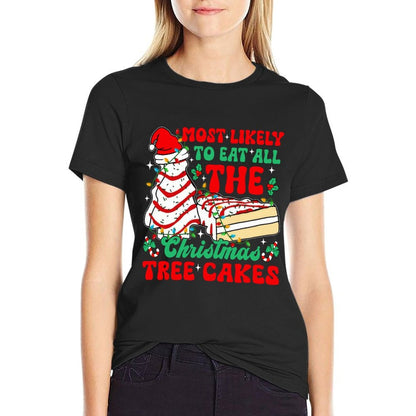 Retro Most Likely To Eat All The Christmas Tree Cakes Debbie  Moisture-wicking T-Shirt