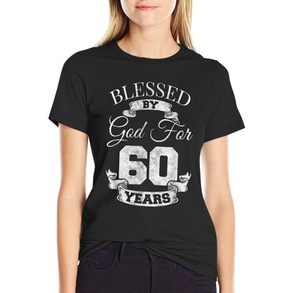Blessed by God 60th Birthday Gift Sixty Years Old Religious  Rolled Sleeves T-Shirt