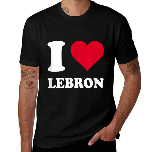 Red Heart I Love Lebron Trendy Pattern T-Shirt