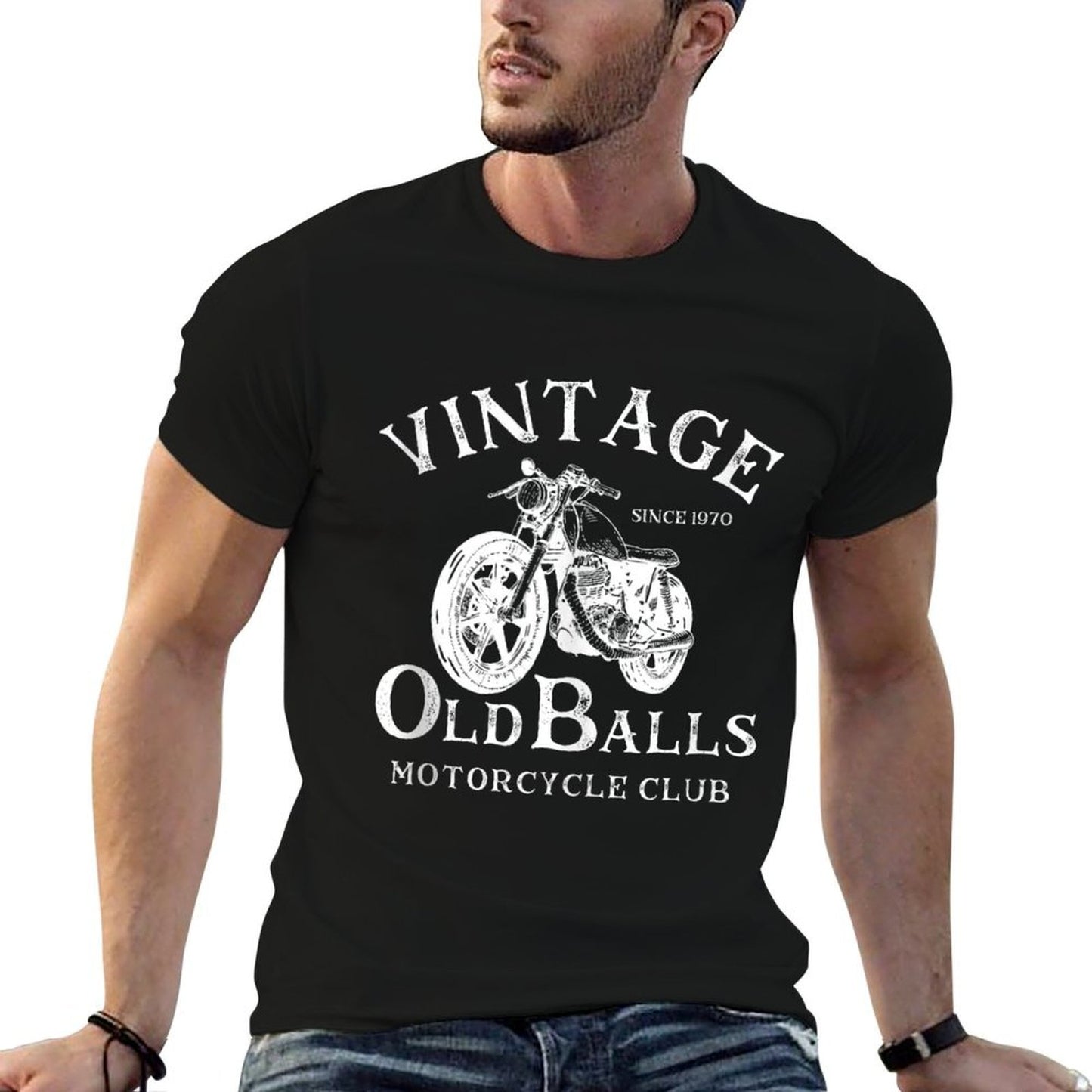 Mens Since 1970 Vintage Motorcycle Old Balls Club 50th Birthday  Moisture-wicking T-Shirt