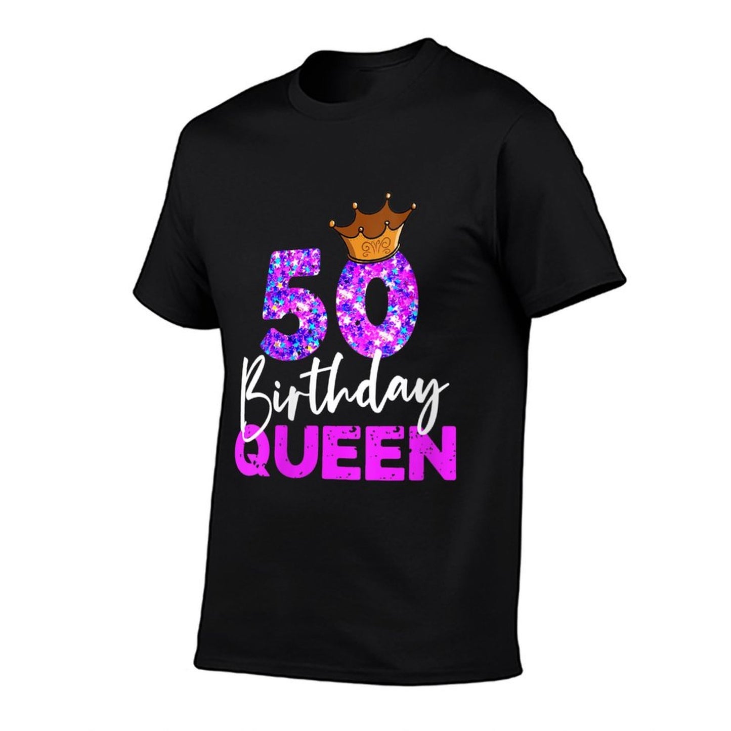 Womens 50th Birthday Queen Crown for Her Fiftieth Bday  Polyester Blend T-Shirt