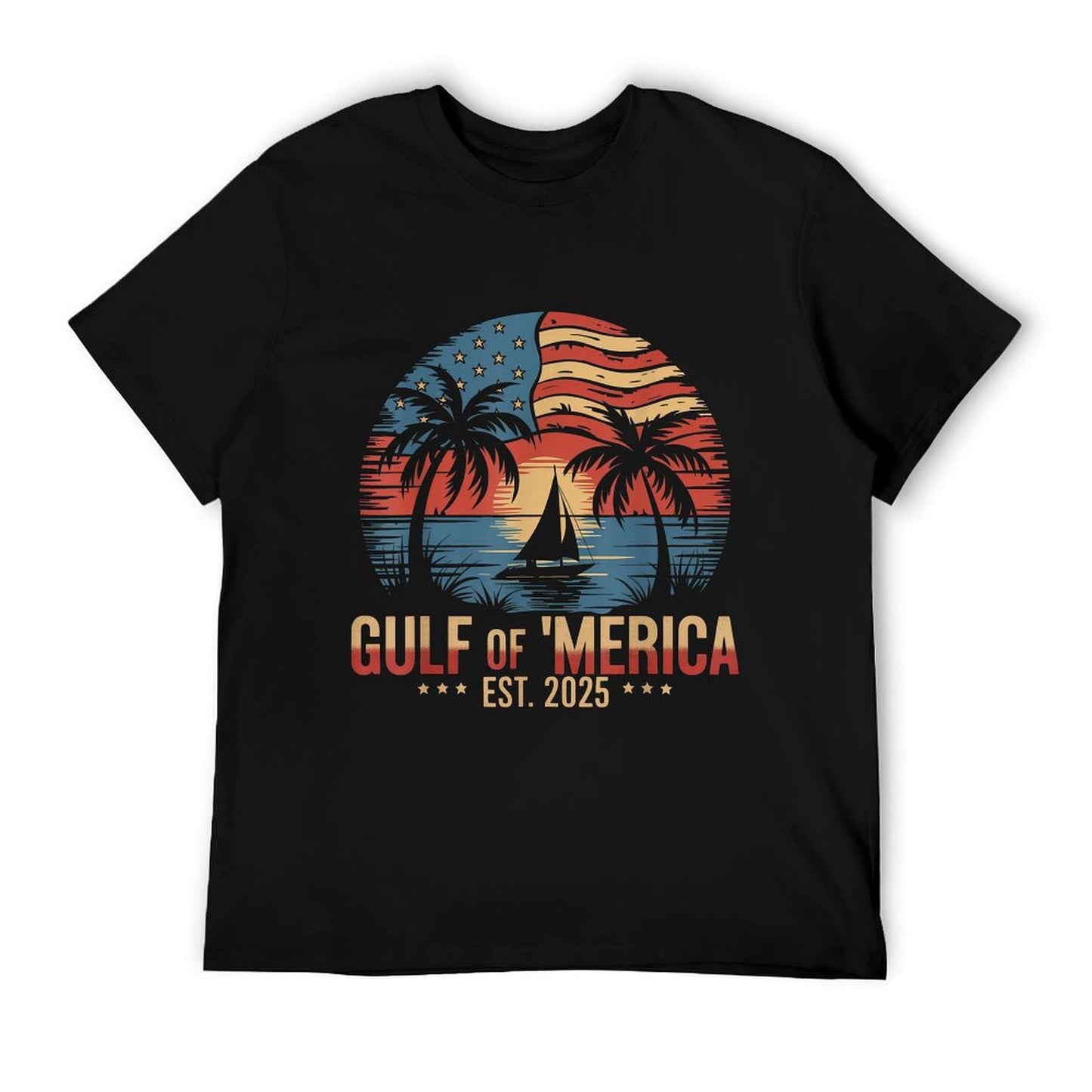 Gulf of 'Merica Vintage USA Flag Retro Coastal Sunset Vintage-inspired T-Shirt