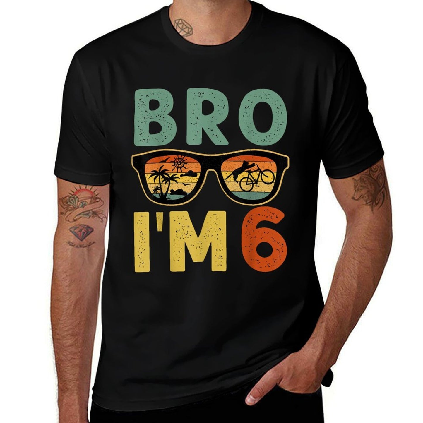 6th Birthday Boy Bro I’m 6 Year Old Kids Six Bday  Vintage-inspired T-Shirt