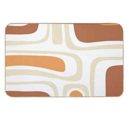 Palm Springs Mid-Century Minimalist Abstract Brown Ochre Beige White  Rapid-Drying Bath Mat