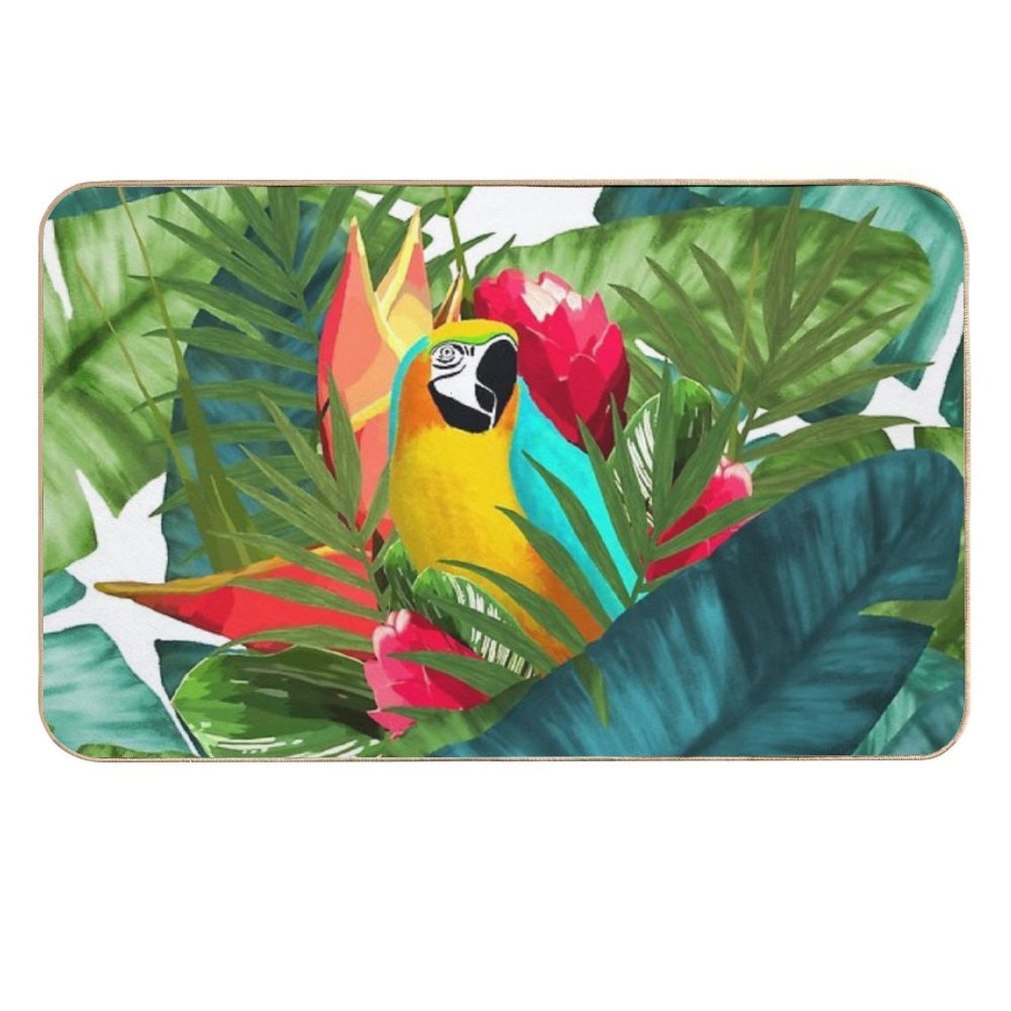 Fresh Parrot Tropical Banana Leaves Bouquet Durable Bath Mat