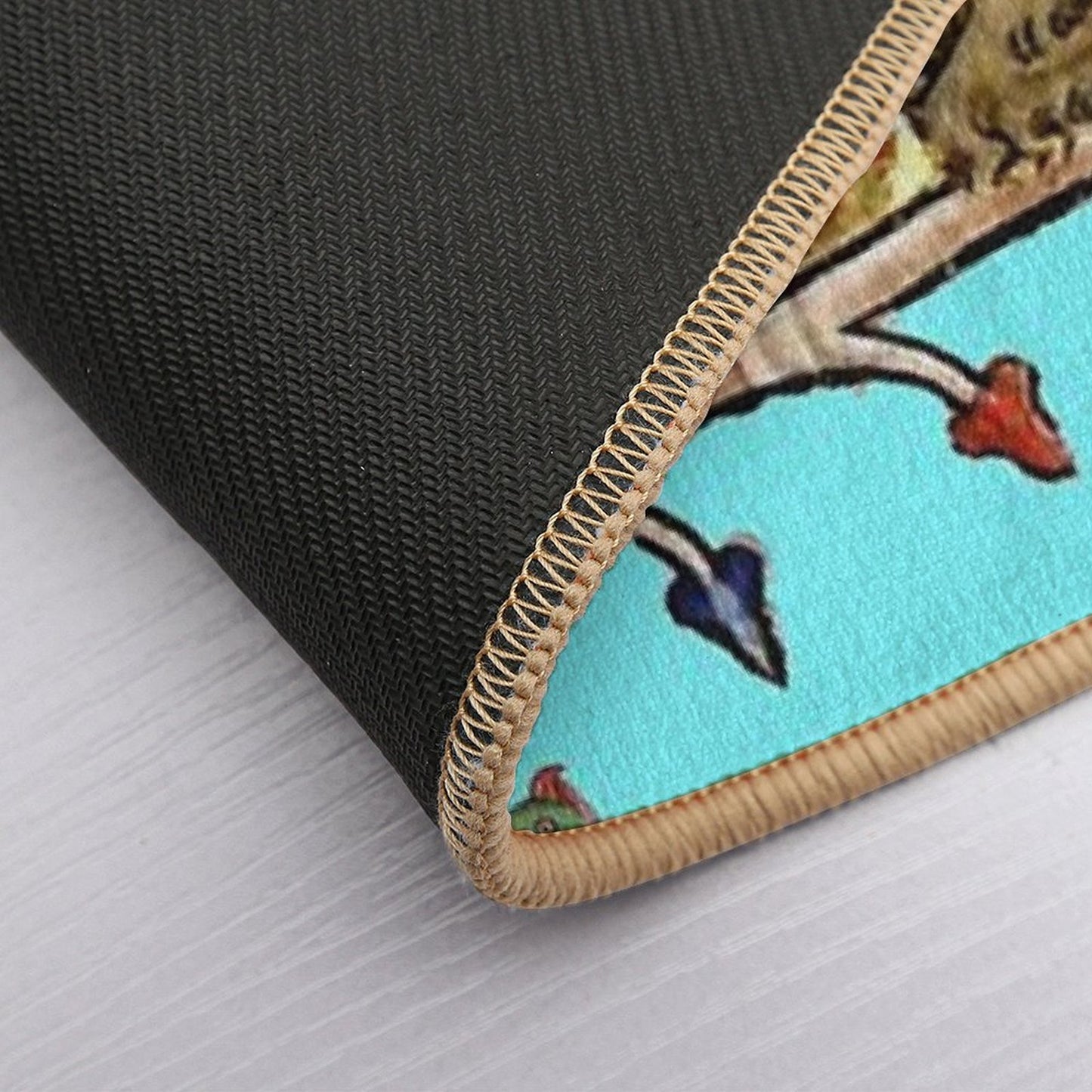 WEIRD MEDIEVAL BESTIARY MAKING MUSIC Violinist Lion,Hare,Snail Cat in Blue by Bulgan Lumini  Odorless Bath Mat