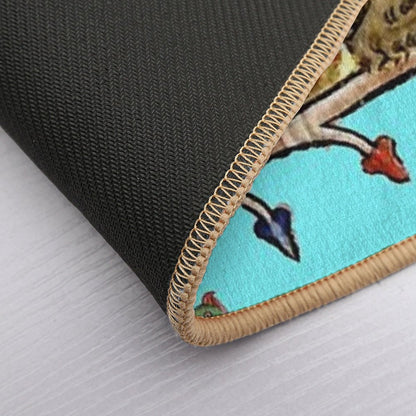 WEIRD MEDIEVAL BESTIARY MAKING MUSIC Violinist Lion,Hare,Snail Cat in Blue by Bulgan Lumini  Odorless Bath Mat