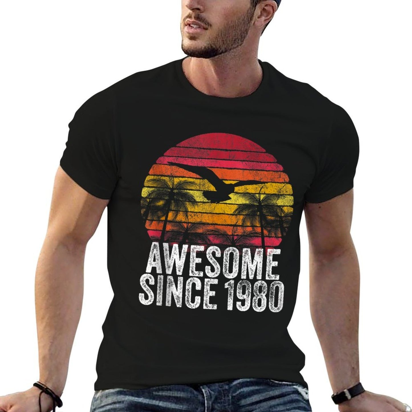 Awesome Since 1980 40th Birthday Gift Vintage Men Women  Tagless Design T-Shirt