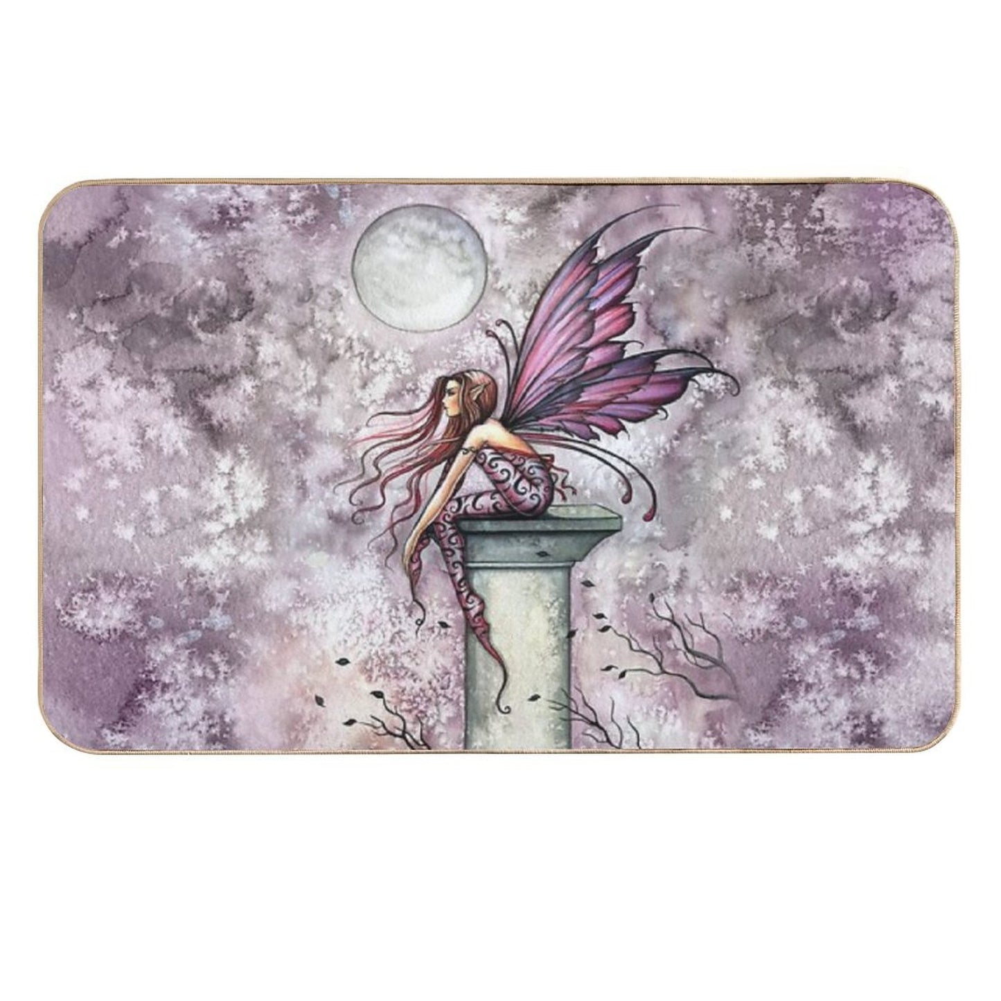 The Lookout Watercolor Fairy Illustration by Molly Harrison  Dirt-Trapping Bath Mat