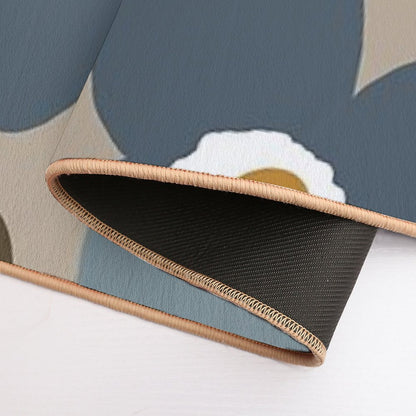 Iconic Retro Scandinavian Flowers in Blue And Brown  Versatile Bath Mat