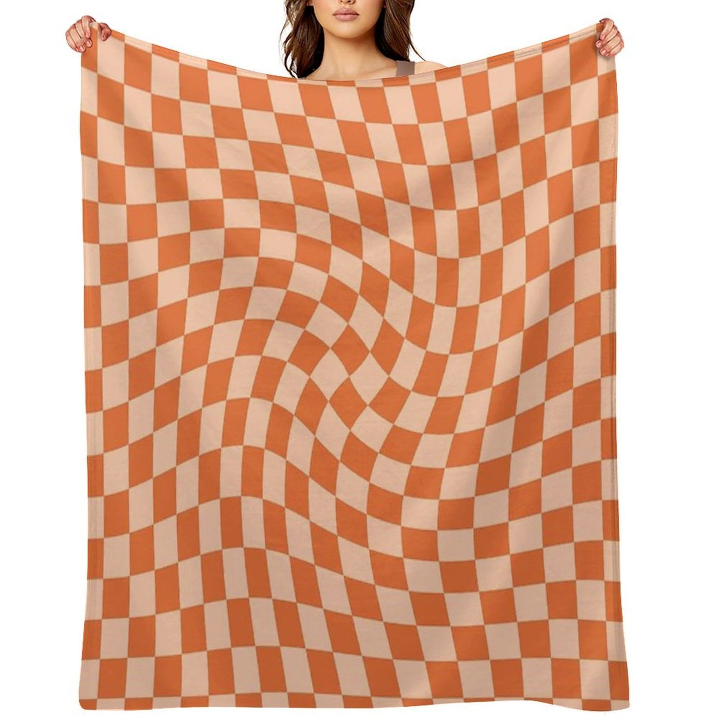 Check IV - Orange Twist Multi-functional Throw Blanket