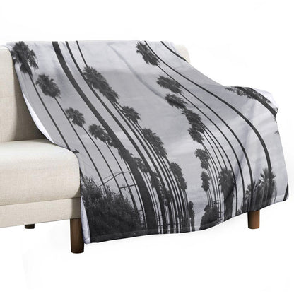 Vintage Black & White California Palm Trees Photo Durable Throw Blanket