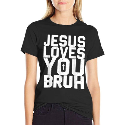 Minimalistic Jesus Love You Bruh Funny Christian Youth Boy  Lightweight T-Shirt