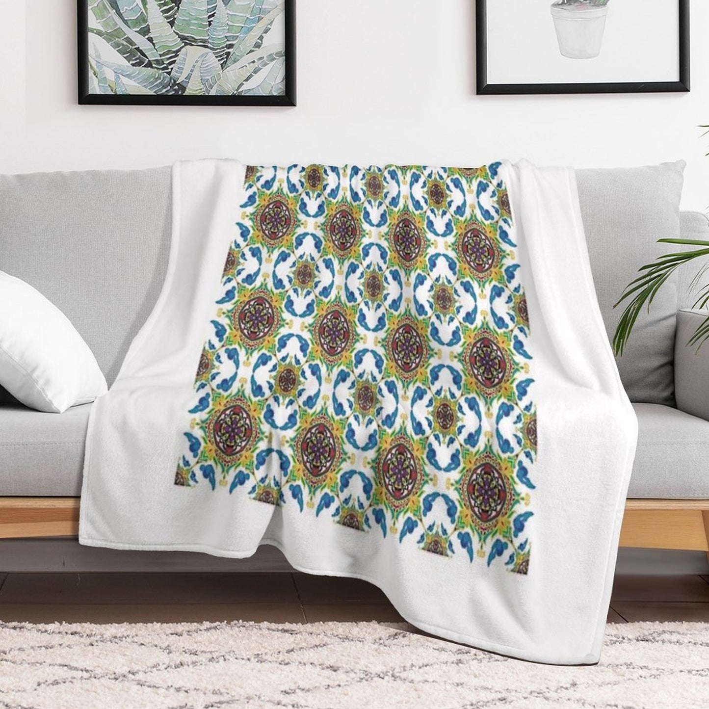 Traditional Geometric Mandala Textile Design Compact Throw Blanket