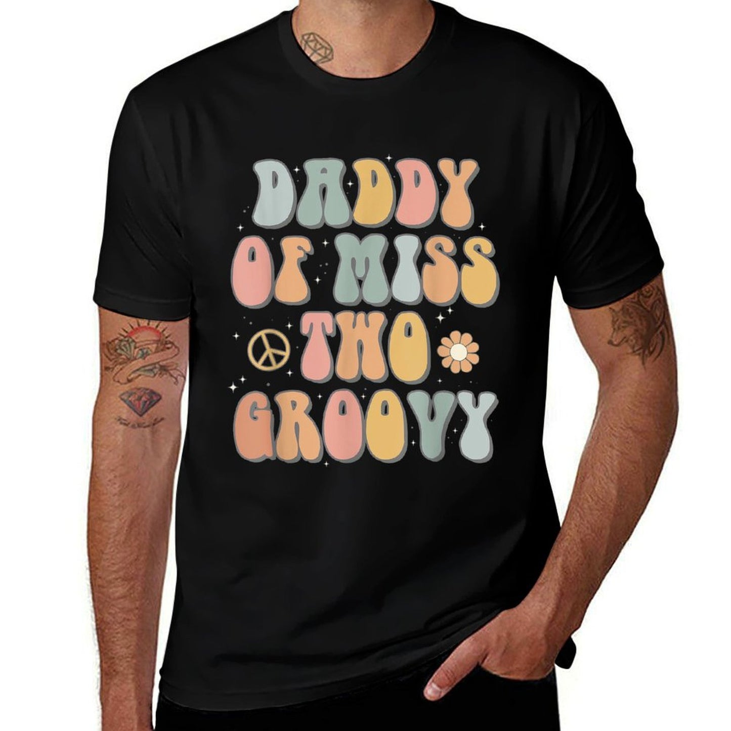 Daddy Dad Two Groovy Second Birthday Retro 2nd Bday Party  Graphic-printed T-Shirt