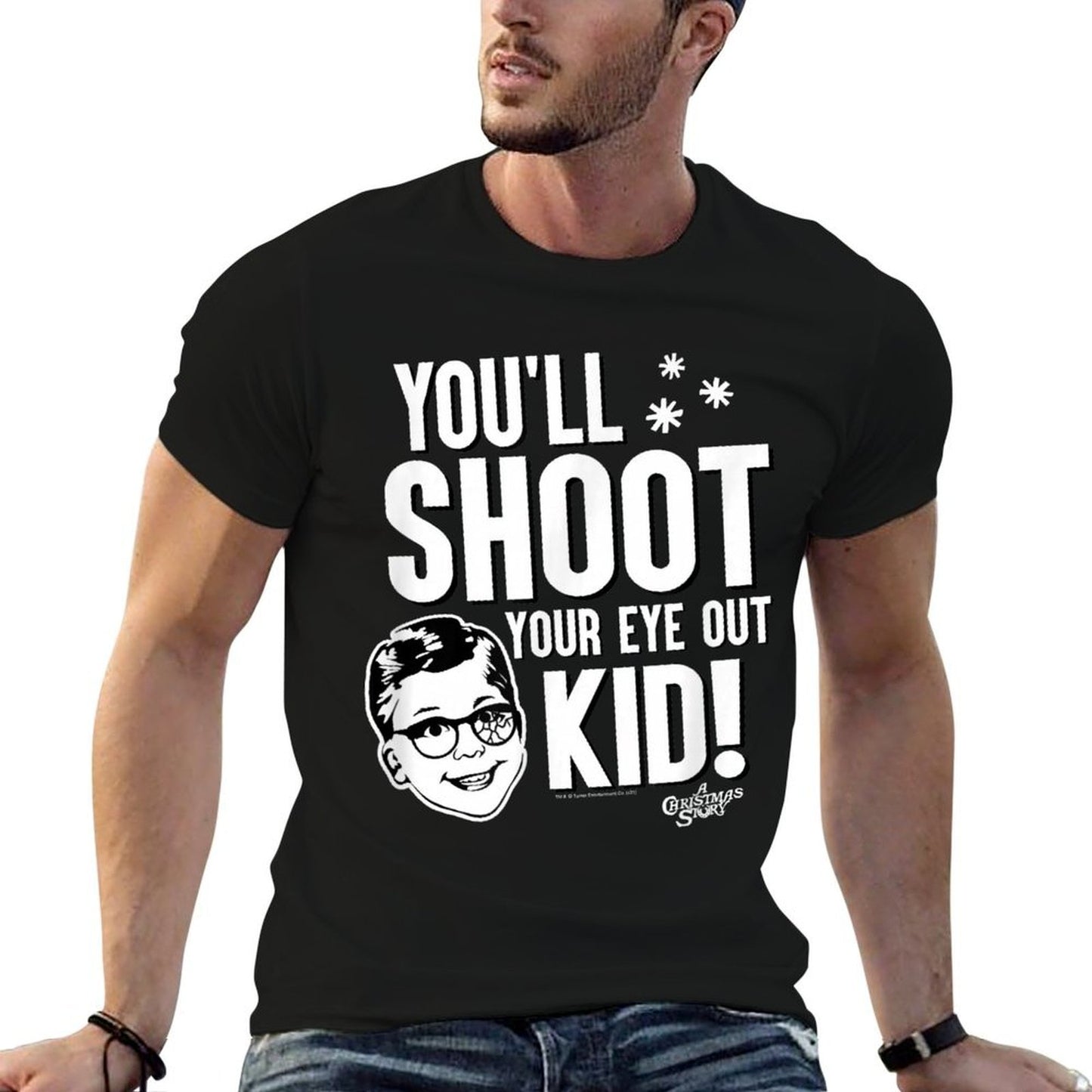 A Christmas Story Youll Shoot Your Eye Out Kid Holiday  Oversized Silhouette T-Shirt