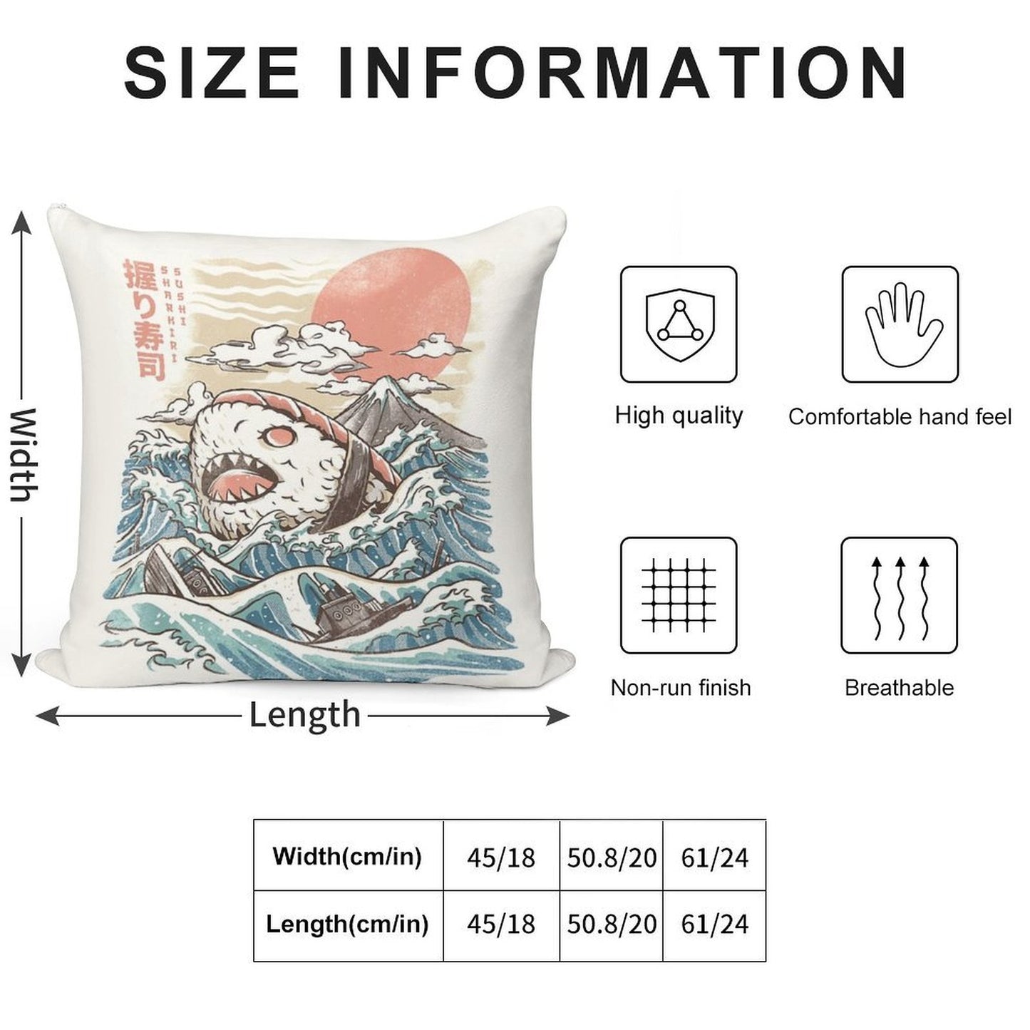 Sharkiri Sushi Soft Short Plush Fabric Throw Pillow