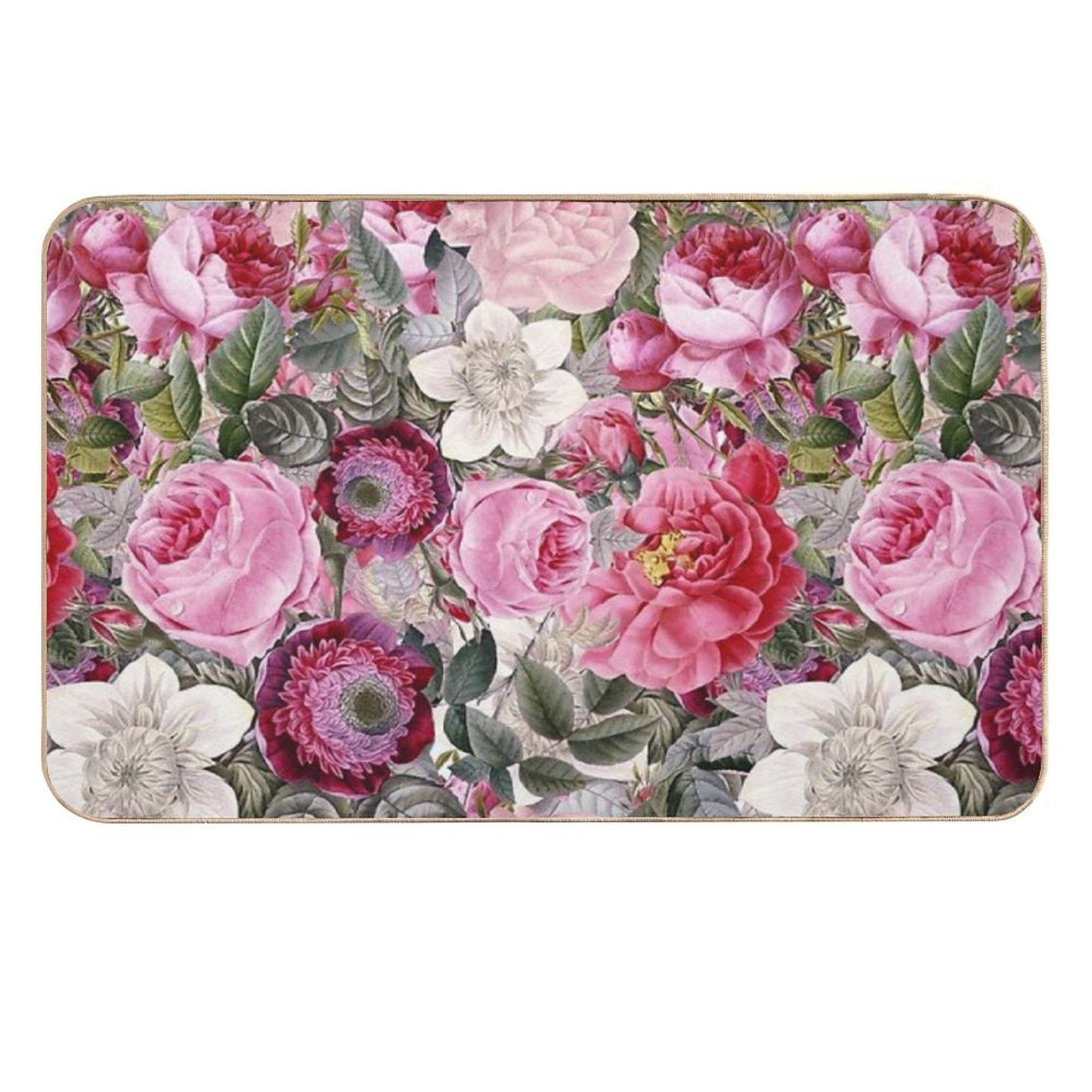 Vintage Pink Floral Botanical Night Garden Pattern  NightGarden Durable Bath Mat