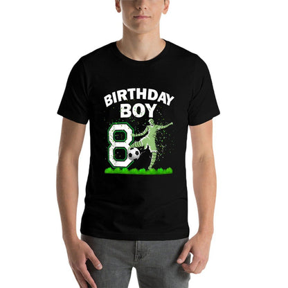 8th B-Day Soccer Sport Lover Theme 8 Year Old Birthday  Heathered Texture T-Shirt