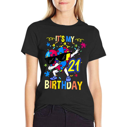 Its My 21st Birthday Dabbing Autism Puzzle  Odor-resistant T-Shirt