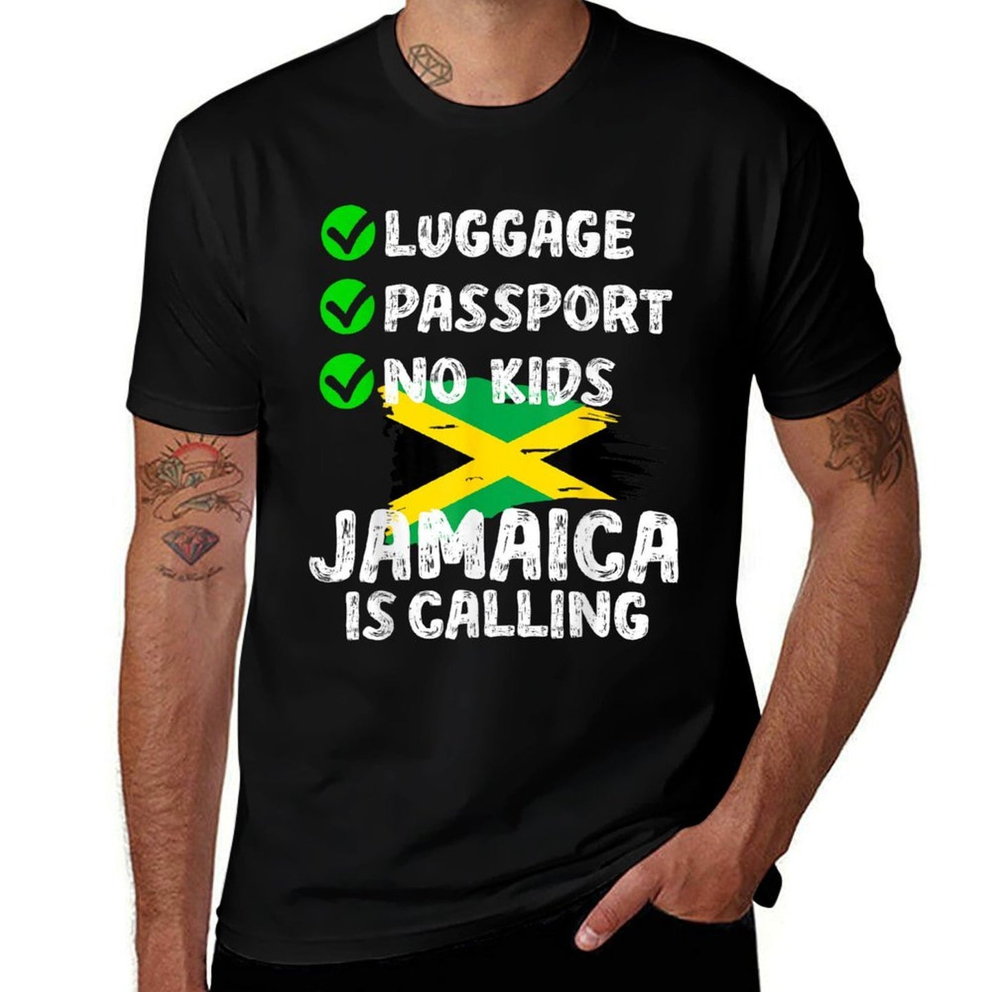 Luggage Passport No Kids Jamaica Is Calling Jamaica Lover  Easy-care T-Shirt