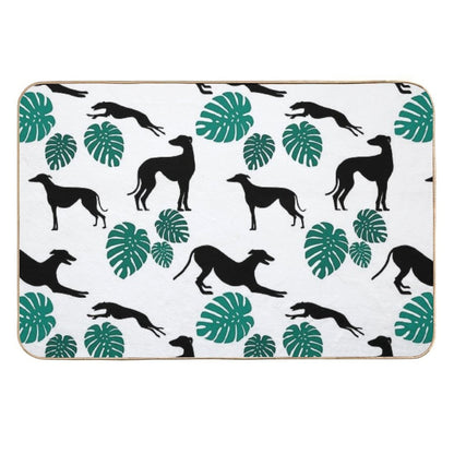 Greyt Greyhound Monstera Jumble on White  Versatile Bath Mat