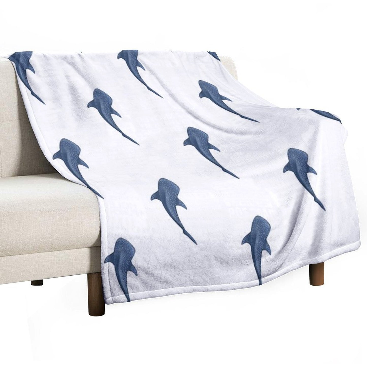 A Blue Whale Shark Swimming Easy Care Throw Blanket