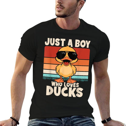 Just A Boy Who Loves Ducks Funny Duck Boys Kids  Polyester Blend T-Shirt
