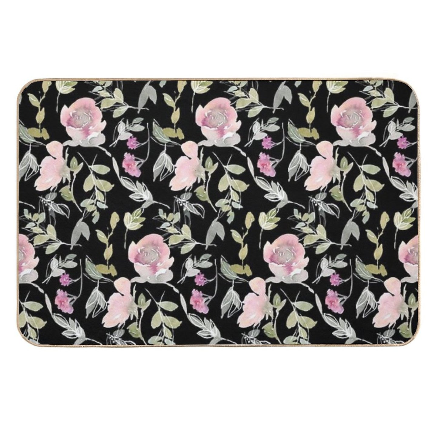 Oriental Floral Pattern in Watercolors  Odorless Bath Mat