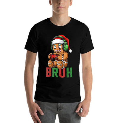 Gamer Gingerbread Bruh Christmas Santa Hat Xmas Gaming Boys  Vintage-inspired T-Shirt
