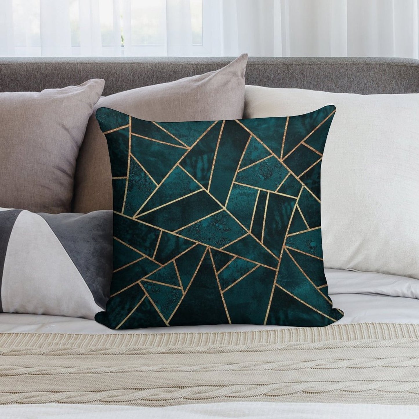Deep Teal Stone Soft Ultra-Soft Texture Throw Pillow