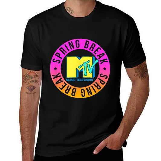 MTV Music Television Spring Break Gradient Color Logo  Wrinkle-resistant T-Shirt