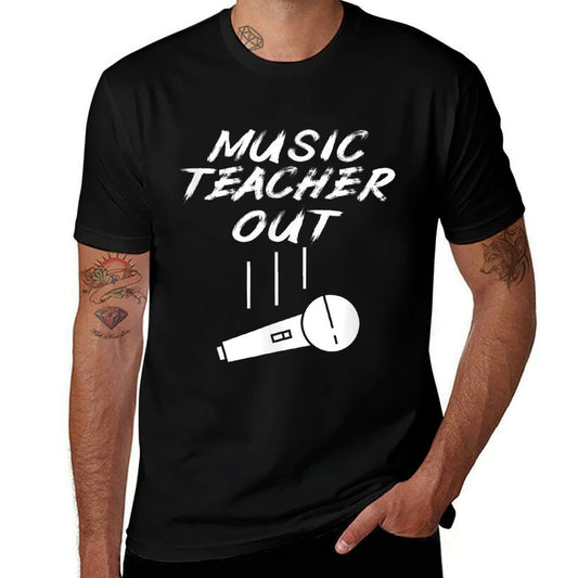 Retired Music Teacher Out Retirement Mic Drop End Of Year  Graphic-printed T-Shirt