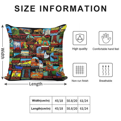 American National Parks Vintage Travel Decal Bomb Soft Ultra-Soft Texture Throw Pillow