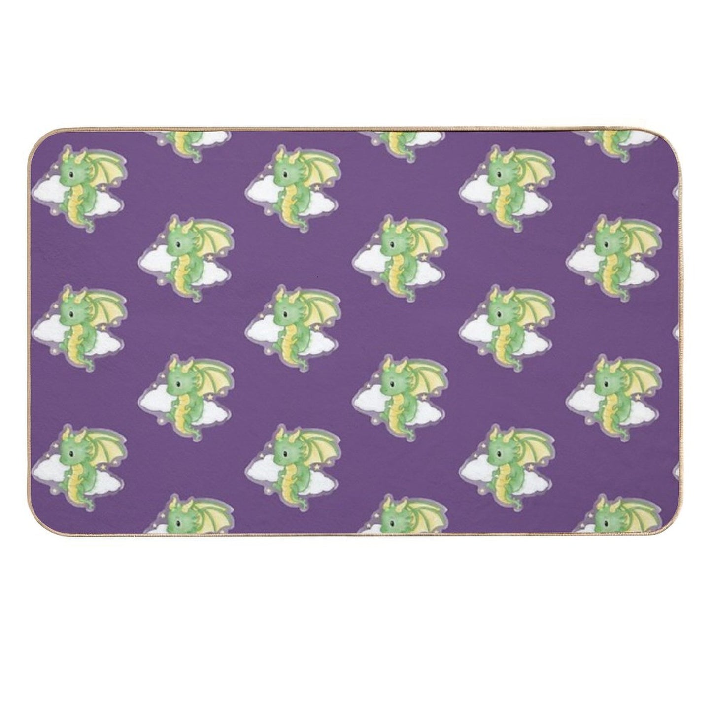 Cute Green Dragon Whimsical Fantasy Art  Eco-Friendly Bath Mat
