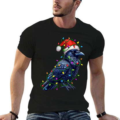 Raven Santa Christmas Tree Lighting Xmas Funny  Graphic-printed T-Shirt