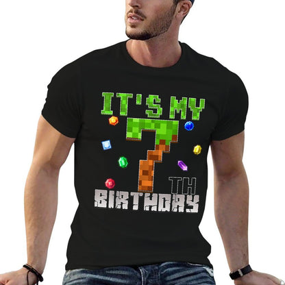 Birthday Boy It's My 7th Birthday Video Game Pixel  Relaxed-fit T-Shirt