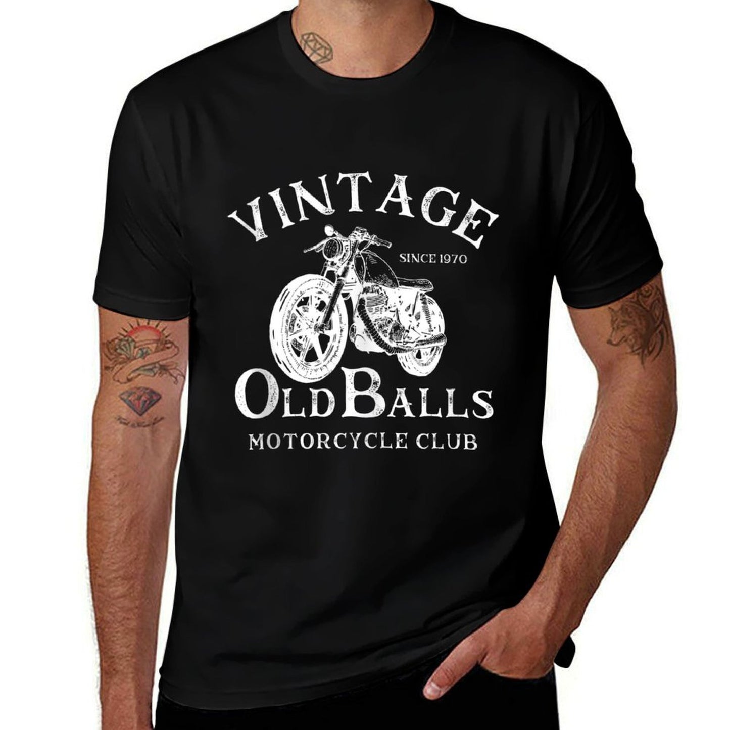 Mens Since 1970 Vintage Motorcycle Old Balls Club 50th Birthday  Moisture-wicking T-Shirt