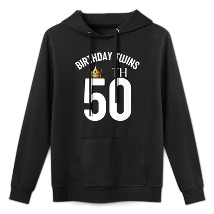 Birthday Twins 50th 50 Years Old Brother Sister Twin Family Premium Adjustable Hood Hoodie