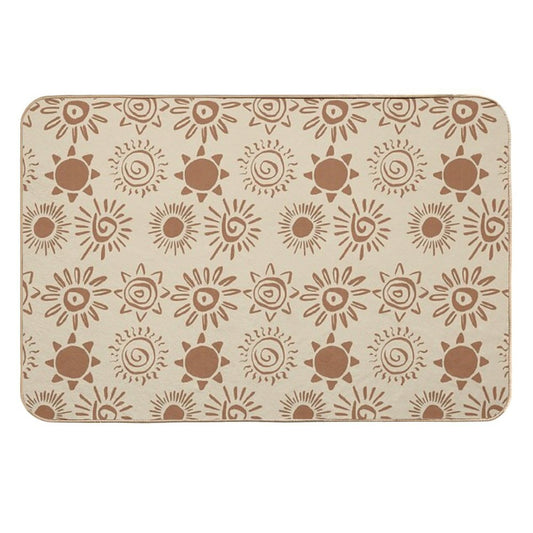 Magical Sun Bohemian Dreamy Aesthetic In Muted Colors Brown & Muted Yellow  Odorless Bath Mat
