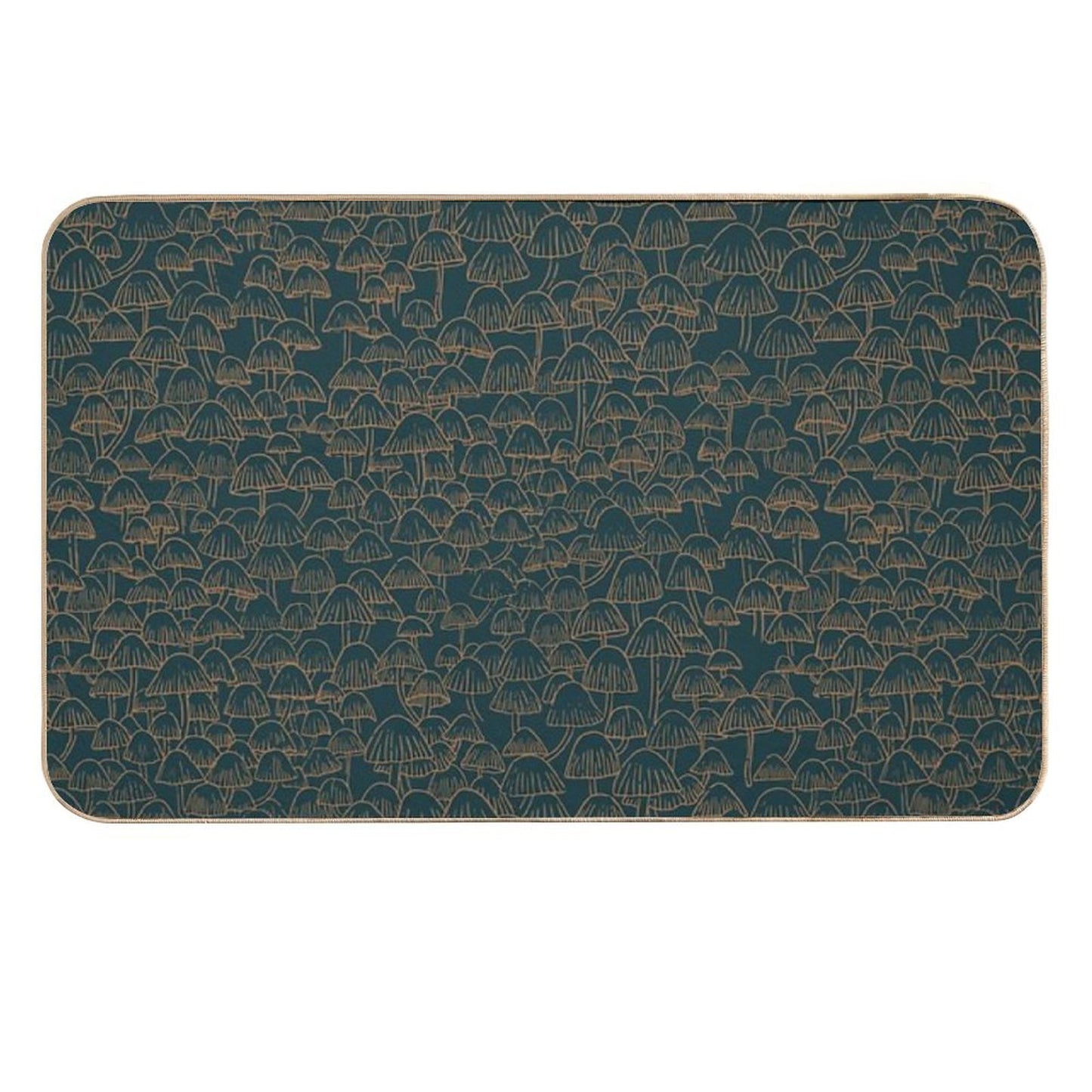 Autumn Mushrooms Gold Green  Easy To Clean Bath Mat