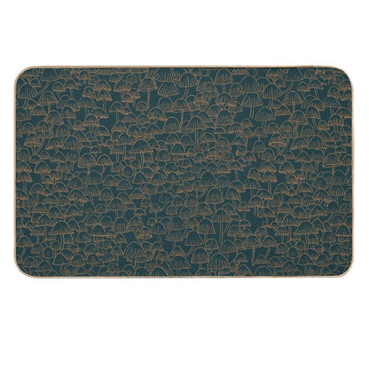 Autumn Mushrooms Gold Green  Easy To Clean Bath Mat