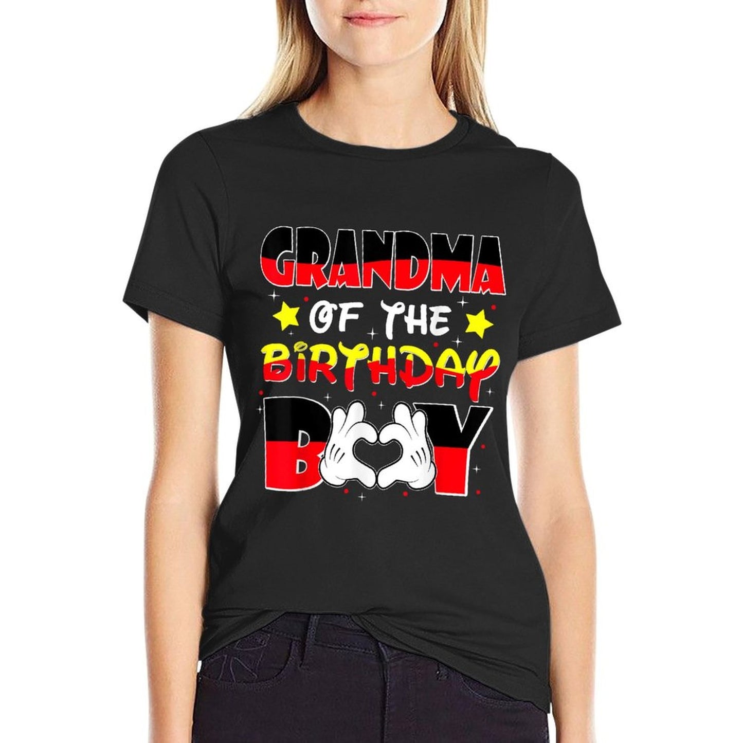 Grandma Of The Birthday Boy Matching Grandson Family  Cotton T-Shirt